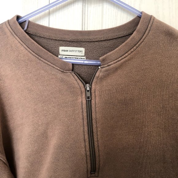 UO Tan Quarter Zip Cropped Sweater Size S - Picture 3 of 6